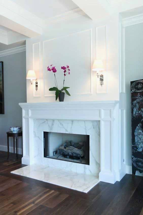 Modern Bianco Carrara Mermer Şömine B0244